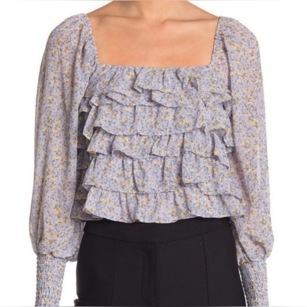 Women’s — Tops — ASTR — Blue Ditsy Floral Top — Color, Light Blue — Size, Large